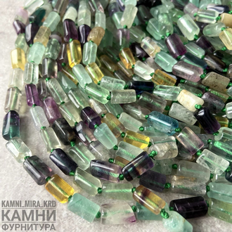 Флюорит цилиндры 9,3-13х6-7,1 мм, цена за нить 19 см