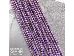 Чароит с породой огранка 3,4-3,5 мм, цена за нить 19 см