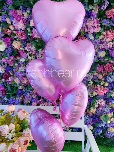 Фольгированные шары Сердца 5 штук розовые
