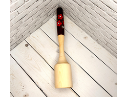 Толкушка деревянная 240*45 мм с росписью коричневый фон