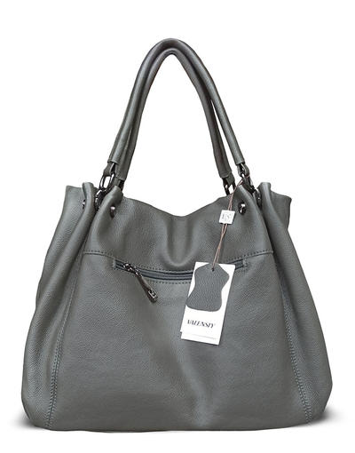 (АРТИКУЛ: 10037) СУМКА ЖЕНСКАЯ БОЛЬШАЯ, НАТУРАЛЬНАЯ КОЖА, СЕРАЯ, С ЦЕПОЧКОЙ