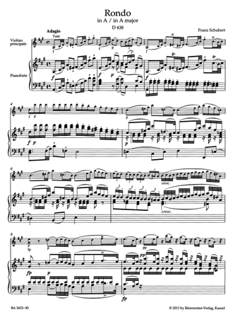 Schubert Rondo for Violin and Strings A-Dur D438 (Piano reduction)