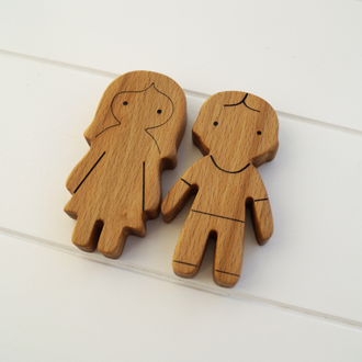 Деревянные куклы Мальчик и девочка