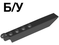 ! Б/У - Hinge Plate 1 x 8 with Angled Side Extensions, Squared Plate Underside, Black (14137 / 6040336 / 6266348) - Б/У