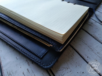 Стеганый блокнот - органайзер из натуральной кожи