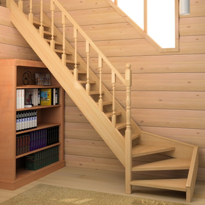 Поворотная деревянная лестница ЛМПО-13