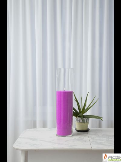 Насыпная свеча "Цилиндр 60 см", розовая "Ярко-розовый", с отдушкой "Ванильная карамель"