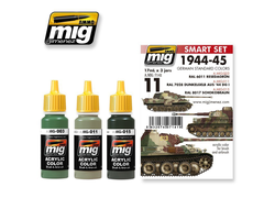 Ammo MIG: Набор акриловых красок: Стандартные немецкие цвета 1944-45 гг.