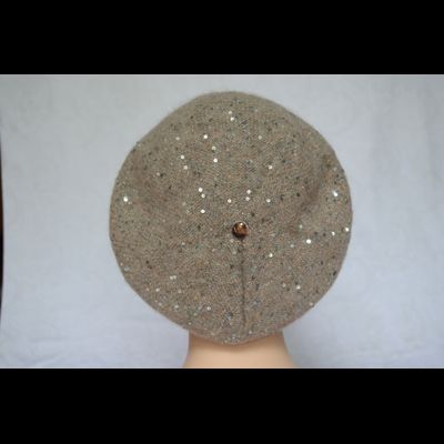 Вязаный женский берет с пайетками Vizio Италия 6917 ореховый