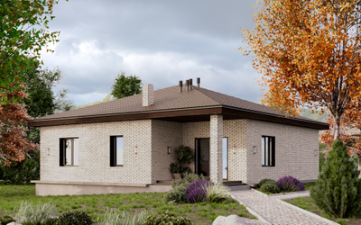 Дом одноэтажный с 3 спальнями 104.28м², терраса 9.55 м² (S76)