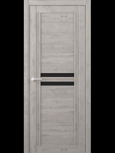 Межкомнатная дверь Каролина графит софт с черными стеклами