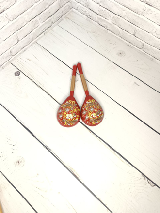 Деревянная столовая ложка Ландыш 190*60 мм красный фон