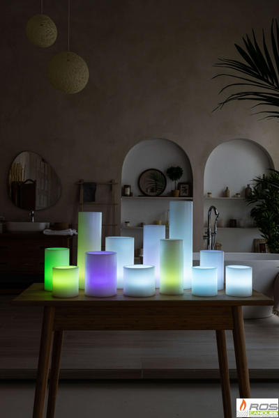 Большой набор LED свечей с парафиновыми плафонами, "Цветной"