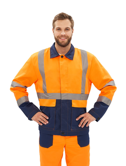 Костюм летний сигнальный Скандин куртка/полукомб. оранжевый/т.синий