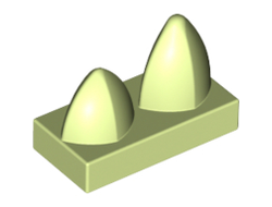 Tile, Modified 1 x 2 with 2 Teeth Vertical, Yellowish Green (15209 / 6109486 / 6267419)