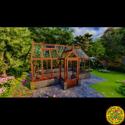 Базовая комплектация теплицы в английском стиле с холлом из стекала и алюминия ЕЛИЗАВЕТА М размером 5000 х 3000 мм