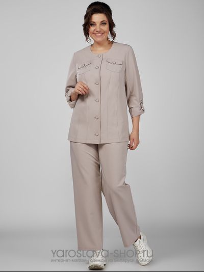 Модель: А-3972-1. Костюм бежевый 2-х предметный брючный.