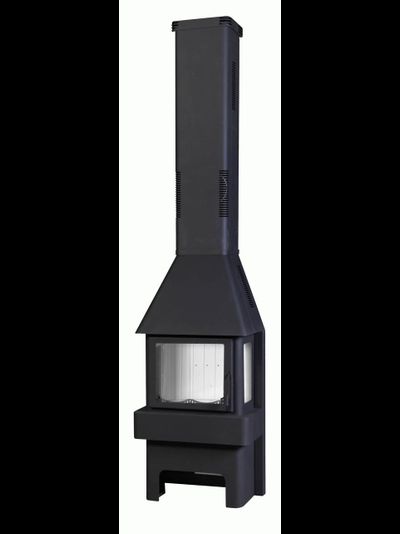 Экокамин Бавария три стекла черный