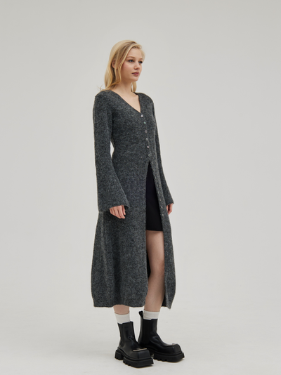 Длинный кардиган вязанный на пуговицах