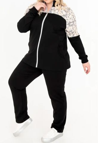 Женский спортивный костюм Арт. 77171-8275  (цвет черный) Размеры 50-76
