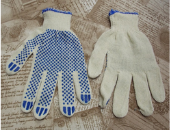 Перчатки рабочие х/б с ПВХ "протектор"
