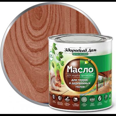 Масло для защиты террас и деревянных полов ЗДОРОВЫЙ ДОМ Махагон 1,8 л