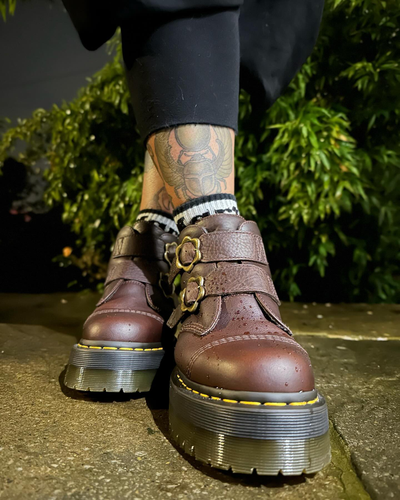 Ботинки Dr Martens Devon Flower Buckle Grizzly Platform Dark Brown