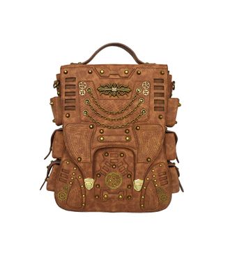 рюкзак, стимпанк, сумка, steampunk, bag, коричневый, кожа, клёпки, панк, рок, готик, ранец, цепочка