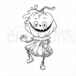 штамп девочка с головой тыквой