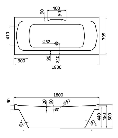Акриловая ванна Santek Корсика 180х80
