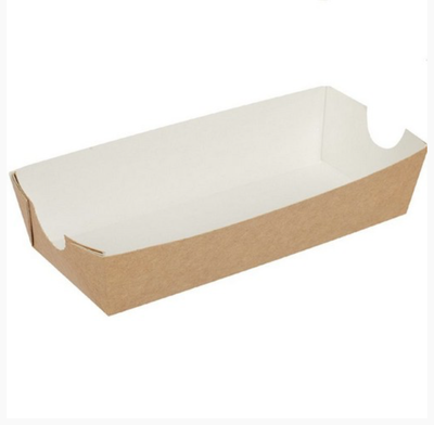 Лоток для хот-дога/картофеля (крафт/белый), 165*70*40мм