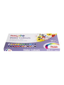 Краски акварельные художественные PENTEL "Water Colours", НАБОР 24 цвета, туба 5 мл, картонная упаковка, WFRS-24
