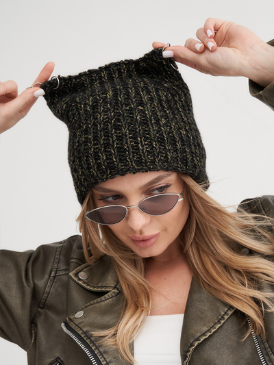 Шапка женская- ушки т-серый