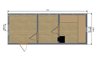 Каркасная Баня 6х2,35 м