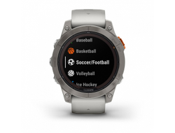 Умные часы Garmin Fenix 7 Pro Sapphire Solar титановый серый с серо-оранжевым ремешком 010-02777-20