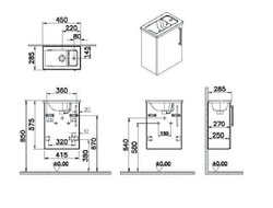 Модуль с квадратной раковиной, Vitra Root, 45 см, с дверцей, кордоба, левосторонний, 68061