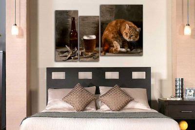 Модульная картина "Вобла и кот"