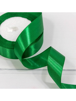 Лента атласная 25мм (19, зеленая), 22,9м