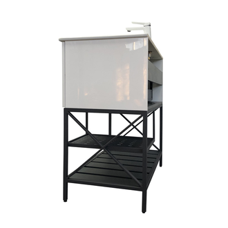 Тумба-умывальник "Бредфорд-90" белый глянец/графит, с раковиной COMFORTY 90E белая