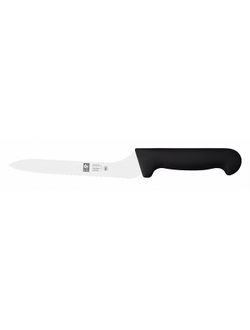 Нож для хлеба 180/320 мм. изогнутый, с волн. кромкой, черный PRACTICA Icel /1/6/