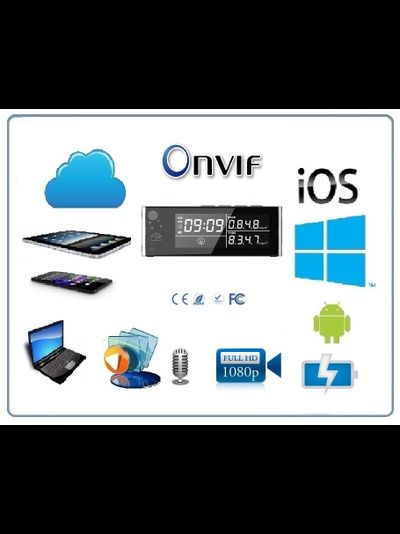 IP видеоняня WiFi (Настольные часы - информатор качества воздуха, охранная видеокамера) с аккумулятором и с DVR, Full HD 1 Mp