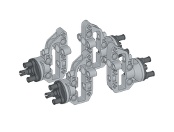 !АНАЛОГ! Technic, Steering Portal Axle, Housing with Dark Bluish Gray Wheel Hub 3 Pins Round  92908 / 92909 , Light Bluish Gray (92908c01) / 4 шт.