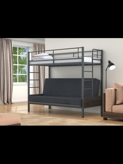 Двухъярусная кровать-диван Дакар 1 Серый (вставки венге) фото