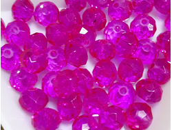 Бусины стеклянные"Рондели" 6х4 мм нить 100 шт цвет фуксия