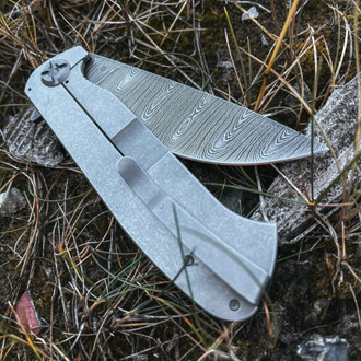 Складной нож Чиж (дамаск, черный G10)