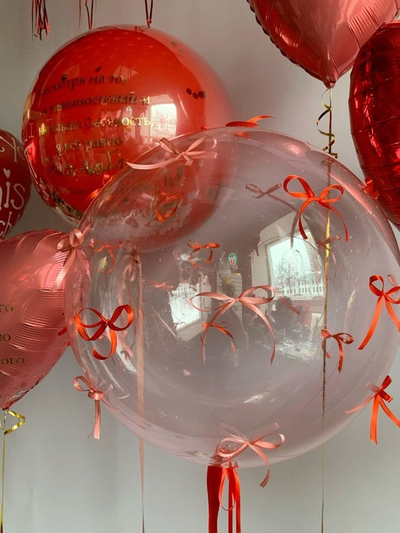 шар Бабл с бантиками, 60 см