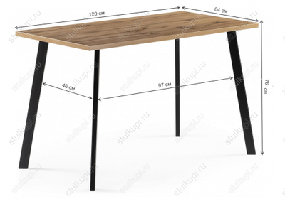 Стол Тринити Лофт 120 25 мм дуб вотан / черный матовый