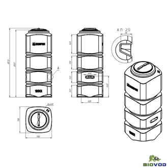 Емкость L 1000 литров синяя NEW ЭКОПРОМ