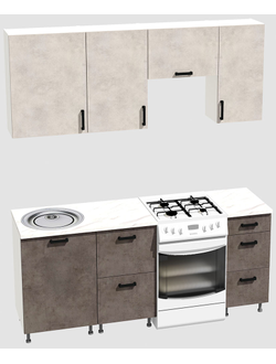 Кухня эконом 1,5 метра (600х500х400) Цвет: Цемент светлый/Цемент темный