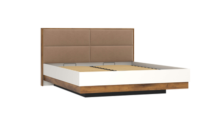 Офелия 08.21 (ш.1600) Кровать двойная (белый/таксония, черный/ткань велюр тенерифе корица) (без основания)